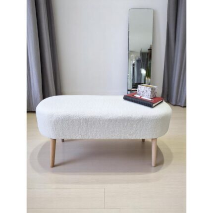 Own Home Eksen Teddy Kumaş Puf, Geniş Oturumlu Bench, Modern Ayak Ucu Pufu, Yumuşak Oturma & Sehpa, 90 x 35CM - Görsel 3