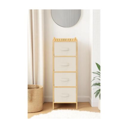 Digithome Bambu 4 Çekmeceli Dolap Organizer Çok Amaçlı Düzenleyici Şifonyer DB-0014 - Görsel 3