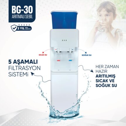 İdeal Mağaza Sıcak Ve Soğuk 2 Musluklu Hazneli Arıtmalı Sebil - Beyaz Renk - Ideal Mağaza - Görsel 3