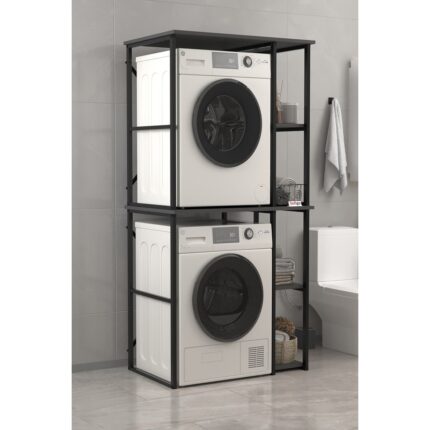Bofigo Çamaşır Makinesi Dolabı Kurutma Makinesi Dolabı Metal Banyo Dolabı Mısra Antrasit - Görsel 4