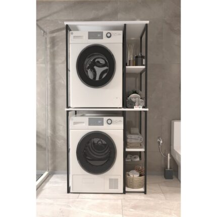 Bofigo Çamaşır Makinesi Dolabı Kurutma Makinesi Dolabı Metal Banyo Dolabı Mısra Beyaz - Görsel 2