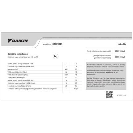 Daikin Premix Vz 23KW (TR.D2CPX023BATR) Tam Yoğuşmalı Kombi - Görsel 3