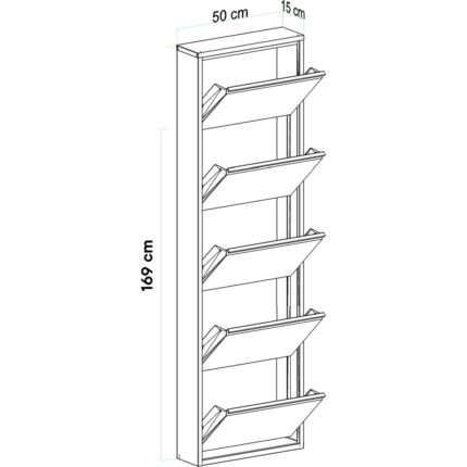 EVDEMO Kilitli 5 Kapaklı Metal Ayakkabılık Antrasit - Görsel 5