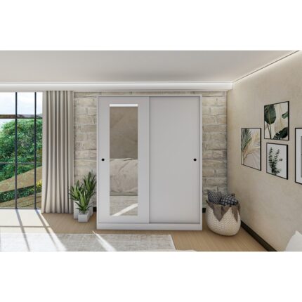 Metalia Gm 347 Menekşe Beyaz Sürgülü Gardırop