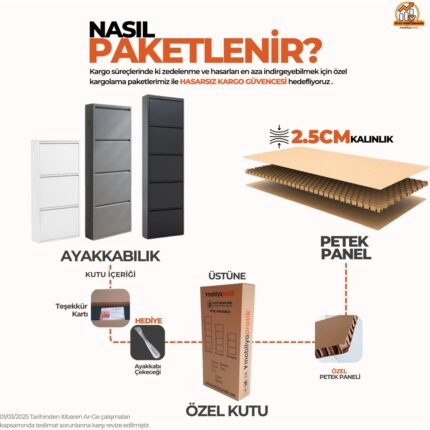 Mobilya Pratik Kilitli 3'lü Metal Ayakkabılık - Açık Gri - Görsel 5