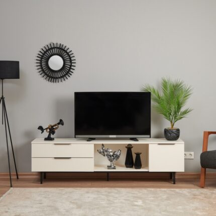 Just Home Royal Tv Ünitesi - Krem / Barok Ceviz - Görsel 5