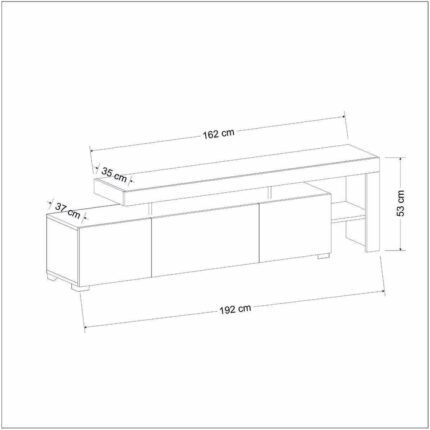 İnarch Dizayn Beliz Modern LED Işıklı 3 Kapaklı, Raflı TV Sehpası – 192 cm - Ceviz - Görsel 5