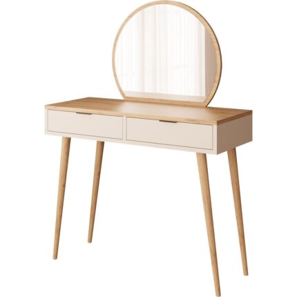 Bimossa A1060 Lucy Makyaj Masası 90 cm - Sepet-Kumtaşı, Aynalı Makyaj Masası, Yatak Odası Makyaj Masası - Görsel 5