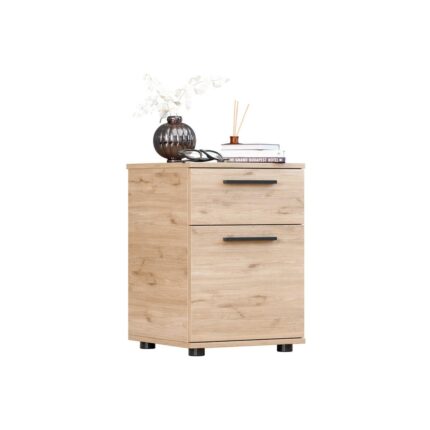 Adore Mobilya White Çekmeceli Kapaklı Komodin - Florida Meşe 40X57X41 cm - Görsel 2
