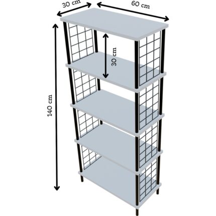 Barin Design 5 Raflı Çevir Kur Çok Amaçlı Raf – Tel Yan Panel, Açık Raf Sistemli Metal Gövdeli Organizer Dolap - Görsel 5