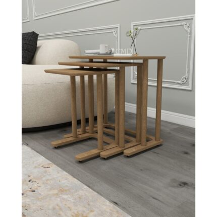 Cmd Wood Modenza Zigon Sehpa – Modern 3’lü Sehpa Seti Ahşap Görünümlü Minimal Tasarım Salon & Oturma Odası - Görsel 5