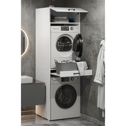 Bofigo Çamaşır Makinesi Dolabı Kurutma Makinesi Dolabı Banyo Dolabı Irmak Beyaz - Görsel 2