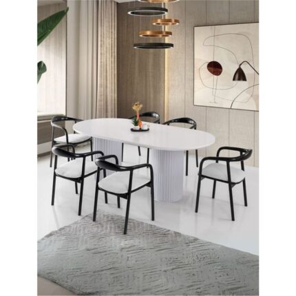 Gazzini Furniture Echo Iskandinav Oval Ahşap Bohem Masa 90X160