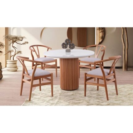 Gazzini Furniture Arya Yuvarlak Ahşap Bohem Masa 90X90