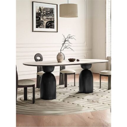 Gazzini Furniture Imperial Italyan Still Oval Traverten Yemek Masası 90X190 - Görsel 2