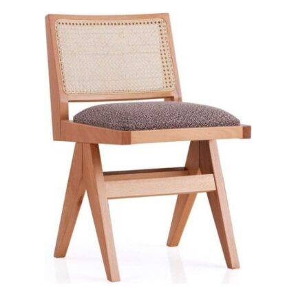 Gazzini Furniture Lofoten Pergel Hazeranlı Hasırlı Ahşap Sandalye