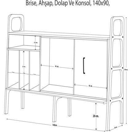 Woodesk Brise Ahşap, Dolap ve Konsol, 140 x 90, Tik Renk, CPT4688-140 - Görsel 5