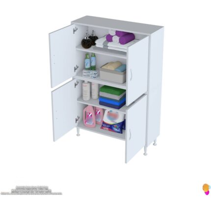 Modilayn İLKİM 95x138x32,5 cm Ekstra Düzen İçin Kullanışlı 4 Kapak 4 Bölmeli Banyo Mutfak Dolabı - Görsel 5