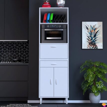 Modilayn VİYA 60x194,6x56  cm 1 çekmece 3 kapaklı Mutfağınıza Yepyeni Fırın ve Mikrodalga Dolabı