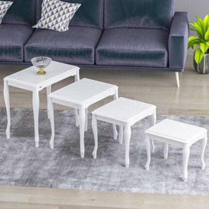 Canisa Concept Roma Serisi , 4lü Zigon Sehpa Takımı, 1. Sınıf Mdf ve Lake Boya, Gürgen Ayak - Görsel 3