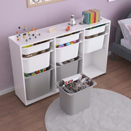 Pratico Mobilya Bofi Ultra 3+3+3 Gri Beyaz Sepetli Çok Amaçlı Mutfak Kiler Dolabı - Görsel 5