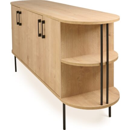 Just Home Federico 4 Kapaklı Raflı Konsol - Safir Meşe - 160 cm - Görsel 3