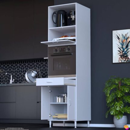 Modilayn Jolly Ankastre Dolap (60X239.7X56 Cm): 1 Çekmece, 3 Kapak, 4 Göz Raflı Mutfak, Kiler Dolabı - Görsel 2