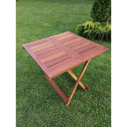 Birayse Ahşap 80X80  Iroko Mini Yemek Masası - Görsel 5