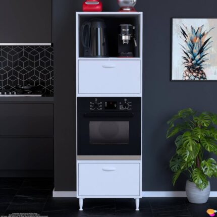 Modilayn Qpier Ankastre Dolap (60X185,9X56 Cm): 2 Kapaklı Mini/midi Mikrodalga Fırın Dolabı