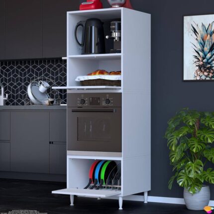 Modilayn Qpier Ankastre Dolap (60X185,9X56 Cm): 2 Kapaklı Mini/midi Mikrodalga Fırın Dolabı - Görsel 2
