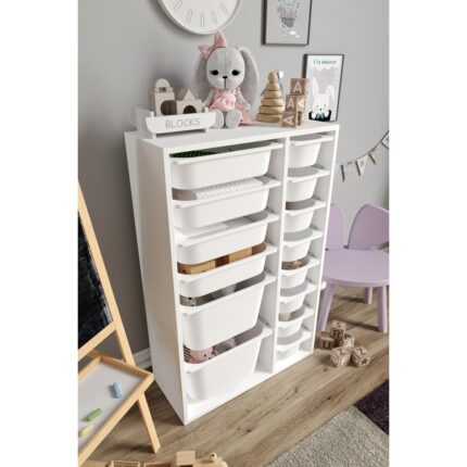Baby Darling Mdf - Large Duo 14 Sepetli Oyuncak Dolabı  Beyaz - Görsel 3
