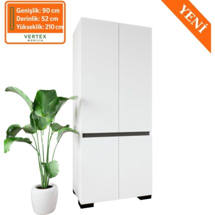 VM VERTEX MOBİLYA Floransa 4 Kapılı Flr-Irf Beyaz- Antrasit Gardırop