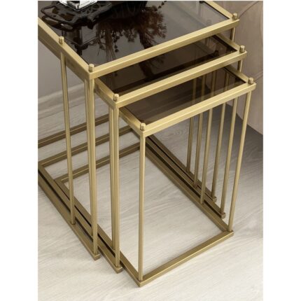 AssuCass Brad 3'lü Metal Zigon C Sehpa Gold-Bronz - Görsel 4