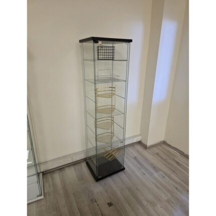 Artinoks Home 7 RAFLI  SADE CAM VİTRİN SİYAH (Gümüşlük, Büfe, Koleksiyon, Sunu, Sergi, Kitaplık)