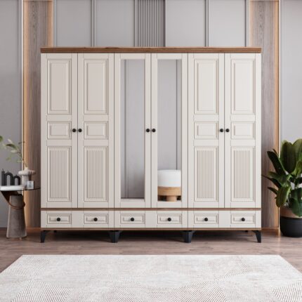 Monzio Terra 6 Kapaklı Çekmeceli Gardırop Tamamı Mdf (Aytaşı)