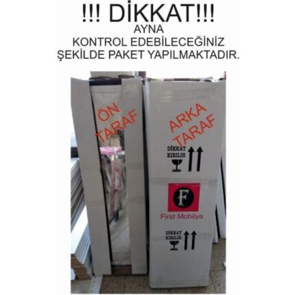 First Mobilya Yıldız Kilitli Demonte Ayaklı Aynalı Hediyelik Çok Amaçlı Takı Dolabı Beyaz - Görsel 5