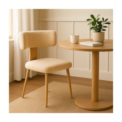 Own Home Geniş Oturum Alanına Sahip Teddy Kumaş Modern Sandalye – Salon, Mutfak, Balkon, Antre Sandalyesi