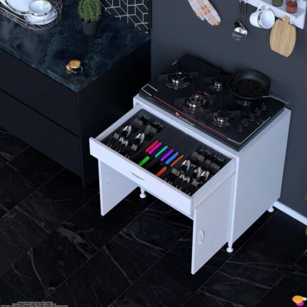 Modilayn DOQU (XXXL) Set Ocak Altı Dolap 80x88x56 cm, Çekmeceli,Kapaklı, Tüp Bölmeli Ve Baharat Raflı - Görsel 2