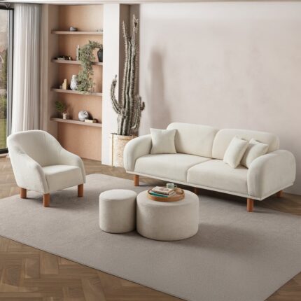 Edsy Home Regnum Koltuk Takımı 3+3+1 Krem Renk - Görsel 2
