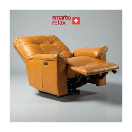 Smarto Relax TV Koltuğu Berjer – Viyana Serisi, Elektrikli Kademeli Sırt Dayama, Ergonomik Tasarım, Hakiki Deri Döşeme, Kontrol Panelli, Dekoratif Tekli Koltuk (Salon/Oturma Odası)(kahverengi) - Görsel 3