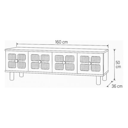 Neva Mobilya Hasırlı Tv Sehpası Atlantik Çam Krem 3 Kapaklı Hasır Desenli Doğal Görünümlü 160x36x50 Cm - Görsel 4