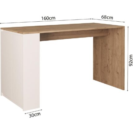 Bimossa Edgar G4811 4 Adet Siyah Tabureli Mutfak Adası 160CM Ahşap Beyaz Çok Amaçlı Karşılıklı Oturmalı Masa - Görsel 3
