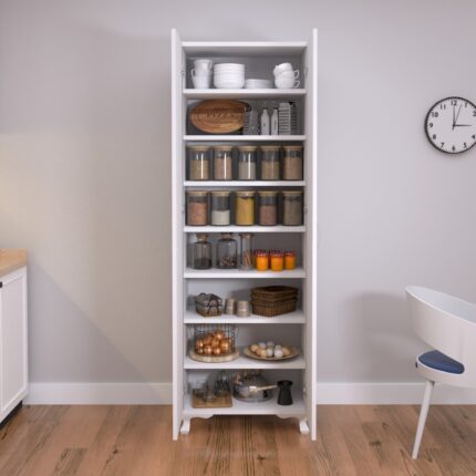 Eco Room Arina 2 Kapaklı 8 Raflı Çok Amaçlı Dolap - Beyaz - Görsel 3