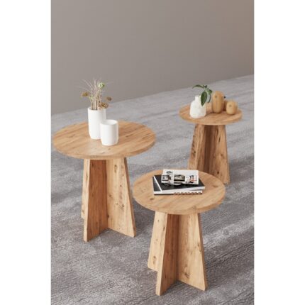 HMC Decor 3'lü Mantar Zigon Iskandinav Stili Sehpa Takımı - Görsel 5