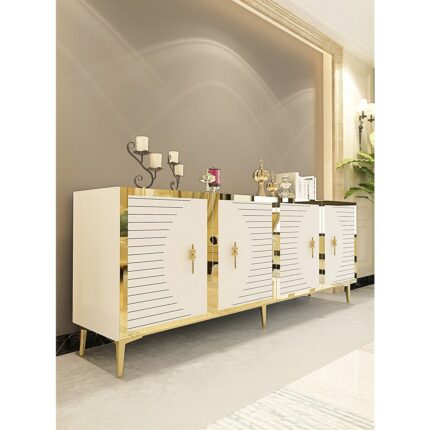 Ceneyra KA1801BG- Tuna Konsol , Tv Sehpası 180CM Beyaz - Gold - Görsel 2