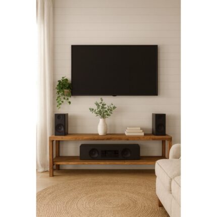Pinoxi Ahşap Tv Sehpası Tv Ünitesi Tv Stand Eskitme Ceviz Renk
