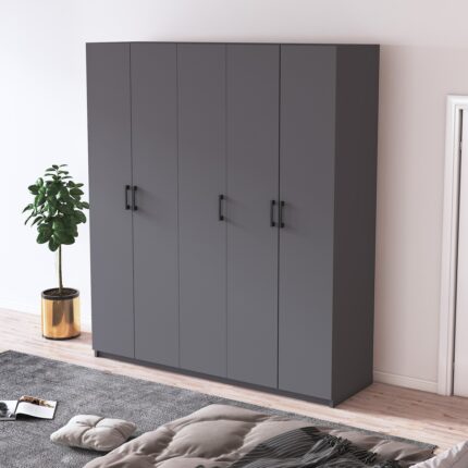 Asra Trend %100 Mdflam 5 Kapaklı 150CM Gardrop G-09 - Görsel 3