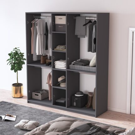 Asra Trend %100 Mdflam 5 Kapaklı 150CM Gardrop G-09 - Görsel 4