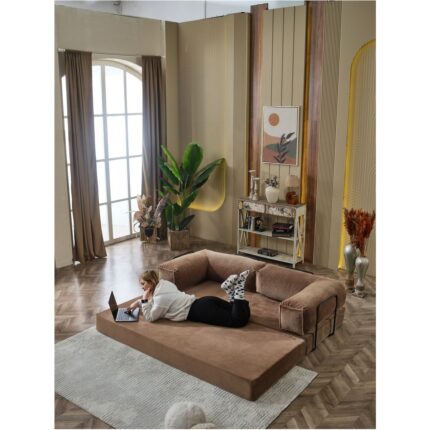 Dekoport Relax Sofa Kanepe, Fitilli Kadife, Yıkanabilir, Pratik Yer Yatağı, Uzanma Koltuğu 50 Dns - Görsel 4