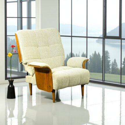 Smarto Relax TV Koltuğu Berjer (ekru_kahverengi)– Genova Oro Serisi, Sabit Mekanizmasız, Ergonomik Tasarım, Kadife/Şönil Kumaş, Dekoratif Tekli Koltuk (Salon/Oturma Odası) - Görsel 4